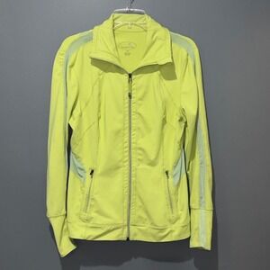 Tangerine Women Sharp Green Mesh Panel Full Zip Athletic Jacket Large